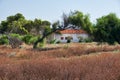 The country house under the trees on the seacoast of Paphos. Cyprus Royalty Free Stock Photo