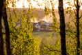 Country houses in nature. View of the summer cottage village from the side of the forest Royalty Free Stock Photo