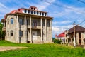 Country houses under construction in a cottage village. Background Royalty Free Stock Photo