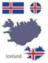 Country Iceland silhouette and flag vector