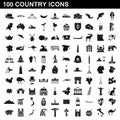 100 country icons set, simple style