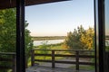 Country idyll, view from a patio, landscape with a river