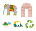 Country India cartoon icons in set collection for design.India and landmark vector symbol stock web illustration.