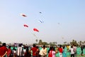 Big and different type of kite flying in sky during international kite flying festival Royalty Free Stock Photo