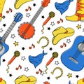 COUNTRY INSTRUMENTS Seamless Pattern Vector Illustration Royalty Free Stock Photo