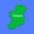 Country Ireland on a contour map in a simplified, general form. Vector illustration.