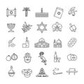 Country Israel travel vacation icons set Royalty Free Stock Photo