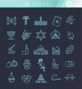 Country Israel travel vacation icons set Royalty Free Stock Photo
