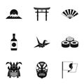 Country Japan icons set, simple style Royalty Free Stock Photo