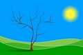 Country landscape with a lonely tree Royalty Free Stock Photo