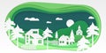 Country landscape - modern vector paper cut illustration Royalty Free Stock Photo