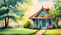Country landscape with small old house Royalty Free Stock Photo
