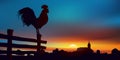 Countryside - Landscape at sunrise - Rooster - Village - Farm - France