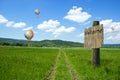 Country Lane to Mountain with Flying Balloons