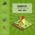 Country life banner with isometric elements