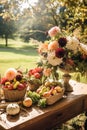 Country life, fruit garden and floral decor, autumnal flowers and autumn fruit harvest celebration, country cottage style, Royalty Free Stock Photo