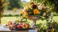 Country life, fruit garden and floral decor, autumnal flowers and autumn fruit harvest celebration, country cottage style, Royalty Free Stock Photo