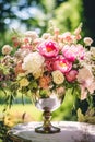 Country life, garden and floral decor, peony flowers bouquet in the countryside, country cottage style, generative ai Royalty Free Stock Photo