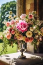 Country life, garden and floral decor, peony flowers bouquet in the countryside, country cottage style, generative ai Royalty Free Stock Photo