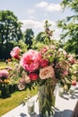 Country life, garden and floral decor, peony flowers bouquet in the countryside, country cottage style, generative ai Royalty Free Stock Photo