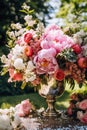 Country life, garden and floral decor, peony flowers bouquet in the countryside, country cottage style, generative ai Royalty Free Stock Photo