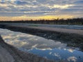 Country living sunset view rain reflection