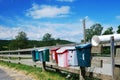 Country mailboxes on the fence Royalty Free Stock Photo