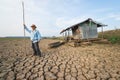 Country man farmer at climate change global warming danger