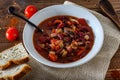 Country man stew from red beans, tomatoes and smoked sausages Royalty Free Stock Photo