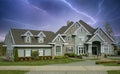 Country Mansion Home Dwelling Residence House Roof Front View Exterior Lightning Royalty Free Stock Photo