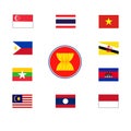Country members of Southeast Asia and ASEAN each country flag