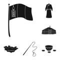 Country Mongolia black icons in set collection for design.Territory and landmark vector symbol stock web illustration.