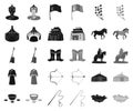 Country Mongolia black,monochrome icons in set collection for design.Territory and landmark vector symbol stock web