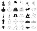 Country Mongolia black,outline icons in set collection for design.Territory and landmark vector symbol stock web