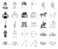 Country Mongolia monochrome,outline icons in set collection for design.Territory and landmark vector symbol stock web