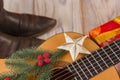 Country music background with christmas decoration Royalty Free Stock Photo