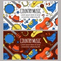 COUNTRY MUSIC BANNER Western Festival Vector Illustration Set Royalty Free Stock Photo