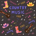 Country music doodle set