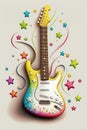 Country music festival poster with electric guitar and stars. AI Royalty Free Stock Photo