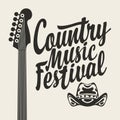 Country music festival poster with guitar and hat Royalty Free Stock Photo