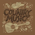 Country music festival retro poster vector template