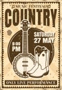 Country music festival vintage poster illustration Royalty Free Stock Photo