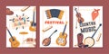 Country Music Instrument-themed Banners. Vibrant Displays Featuring Guitar, Fiddle, Banjo, And Accordion, Illustration Royalty Free Stock Photo