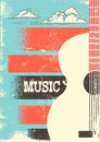 Country Music poster with musical instrument acoustic guitar.Vector background for text. Royalty Free Stock Photo
