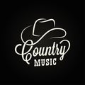 Country music sign. Cowboy hat with country music Royalty Free Stock Photo