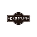 Country Music Western Vintage Retro Saloon Bar Cowboy logo design Royalty Free Stock Photo