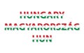 Hungary, country name with official flag, vector illustration