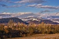 Country near Slovenska Lupca castle during winter