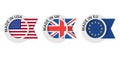 Country of origin icons - USA, UK, EU