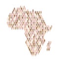 Africa population infographic. Map made from stick figure people